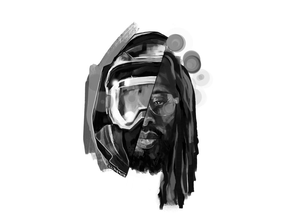 artistic avatar of Chris Gilliard in greysale wearing googles and a hoodie