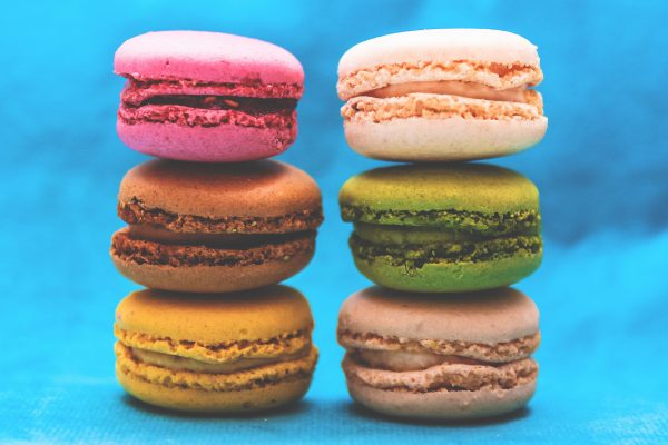 six macrons in different colours