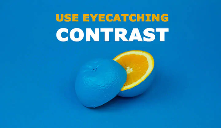 Contrast: shows a blue orange on a blue background with bright orange centre.